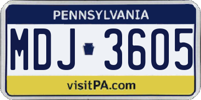 PA license plate MDJ3605