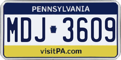 PA license plate MDJ3609