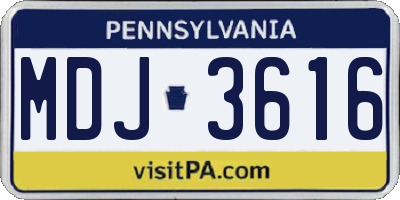 PA license plate MDJ3616