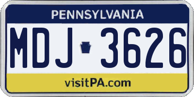 PA license plate MDJ3626