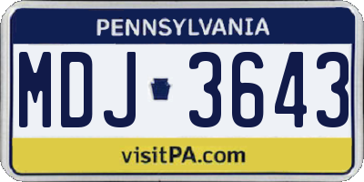 PA license plate MDJ3643