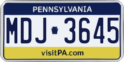 PA license plate MDJ3645