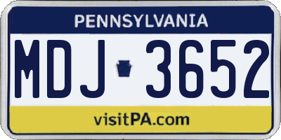 PA license plate MDJ3652