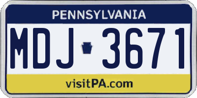 PA license plate MDJ3671