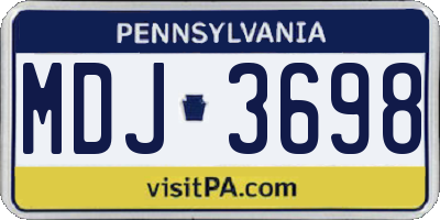 PA license plate MDJ3698