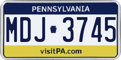 PA license plate MDJ3745