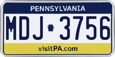 PA license plate MDJ3756