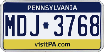 PA license plate MDJ3768