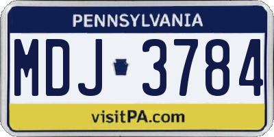 PA license plate MDJ3784