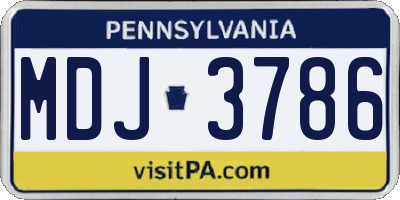 PA license plate MDJ3786