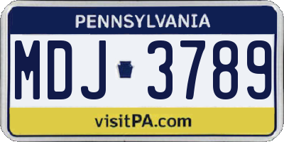 PA license plate MDJ3789