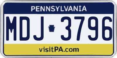 PA license plate MDJ3796