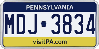 PA license plate MDJ3834