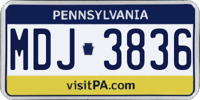 PA license plate MDJ3836