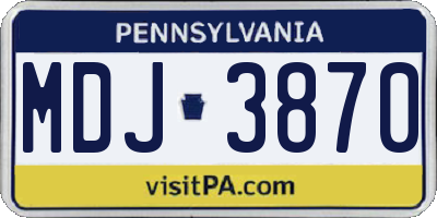 PA license plate MDJ3870