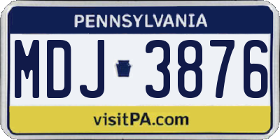 PA license plate MDJ3876