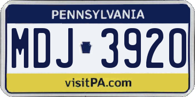 PA license plate MDJ3920