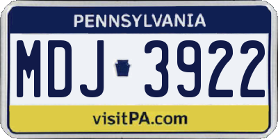 PA license plate MDJ3922