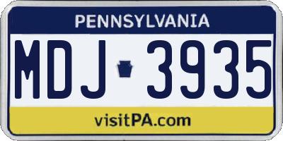 PA license plate MDJ3935