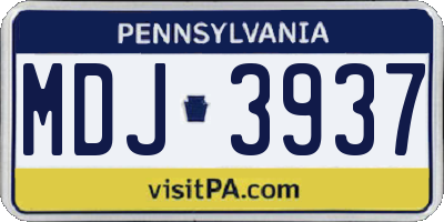 PA license plate MDJ3937