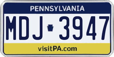 PA license plate MDJ3947