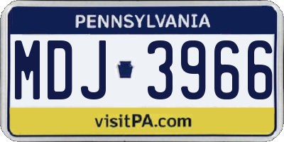 PA license plate MDJ3966