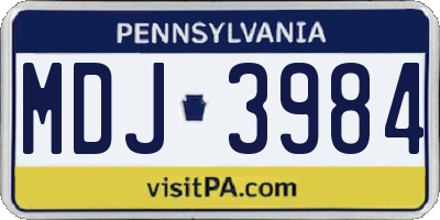 PA license plate MDJ3984
