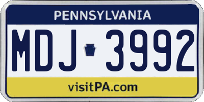 PA license plate MDJ3992