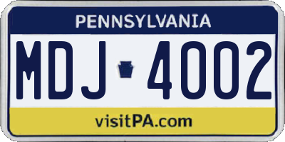 PA license plate MDJ4002