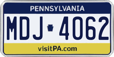 PA license plate MDJ4062
