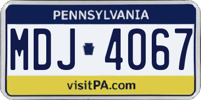 PA license plate MDJ4067