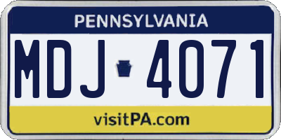 PA license plate MDJ4071