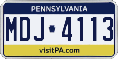 PA license plate MDJ4113