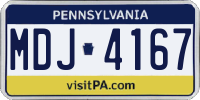 PA license plate MDJ4167