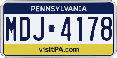 PA license plate MDJ4178