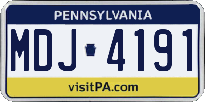 PA license plate MDJ4191
