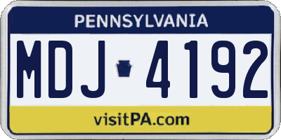 PA license plate MDJ4192