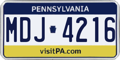 PA license plate MDJ4216