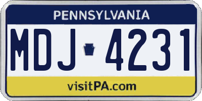 PA license plate MDJ4231