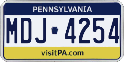 PA license plate MDJ4254