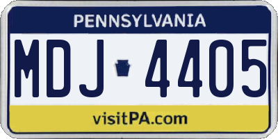 PA license plate MDJ4405