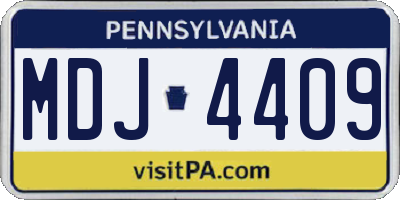 PA license plate MDJ4409