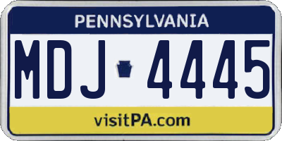 PA license plate MDJ4445