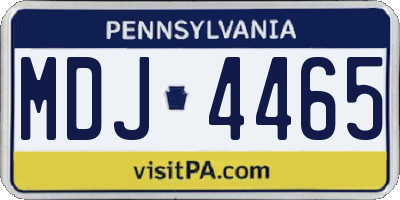 PA license plate MDJ4465