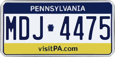PA license plate MDJ4475
