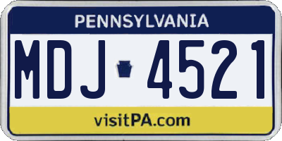 PA license plate MDJ4521