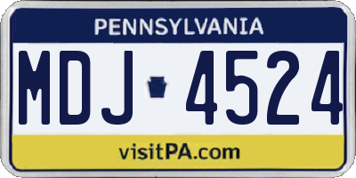 PA license plate MDJ4524