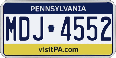 PA license plate MDJ4552