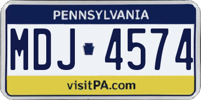 PA license plate MDJ4574