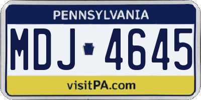 PA license plate MDJ4645